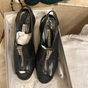 Manolo Blahnik Black Leather caged shoes
